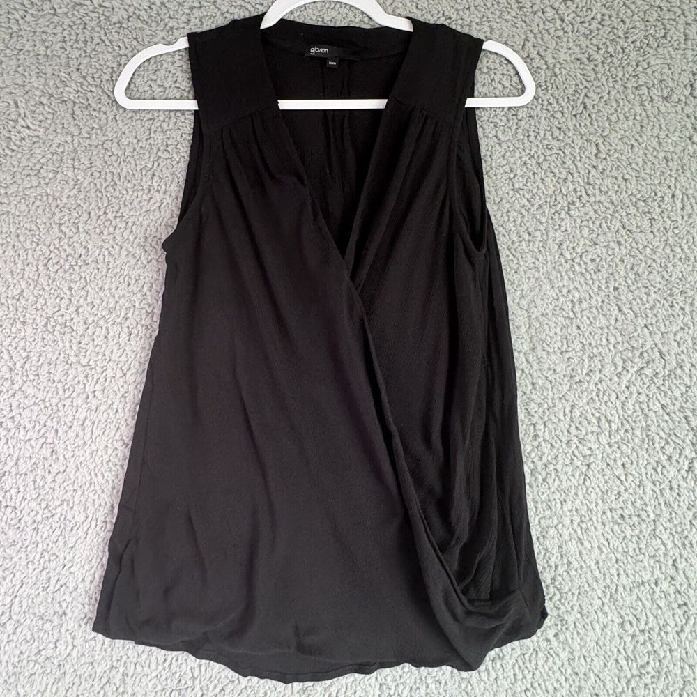 Gibson Womens Black Front Crossover High Low Surplice Sleeveless Blouse XXS New